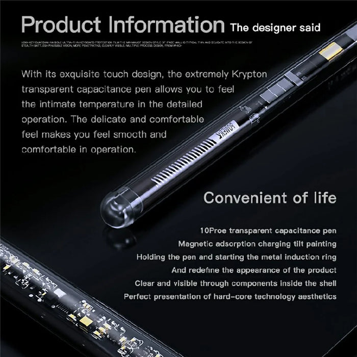 10pro Transparent Active Capacitive Pen Tilt Sensitivity and Palm Rejection Stylus for iPad (Wireless Charging) - 3