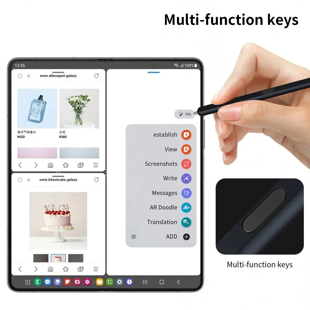 For Samsung Galaxy Z Fold6 5G / Z Fold5 5G / Z Fold4 5G / Z Fold3 5G Electromagnetic Pen Stylus with Pen Slot - Black - 5