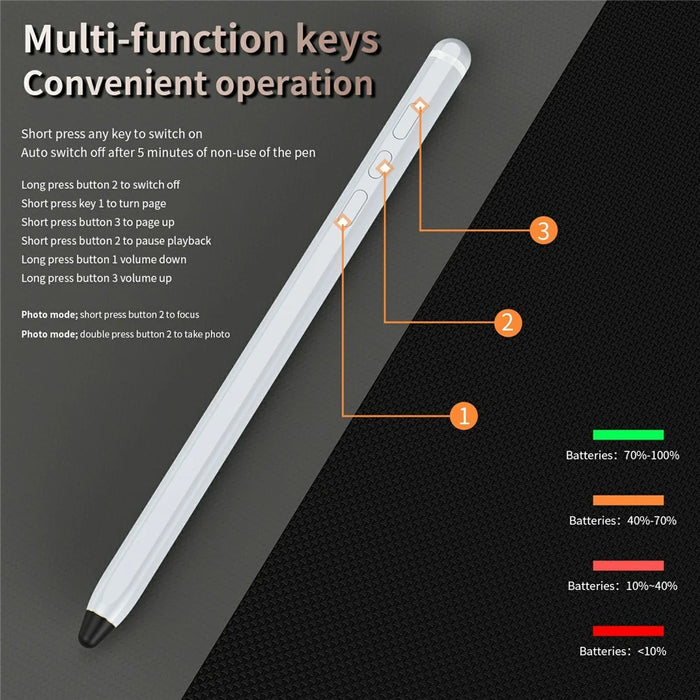 Tablet Phone Stylus Precise Writing Rechargeable Capacitive Pen - White - 7