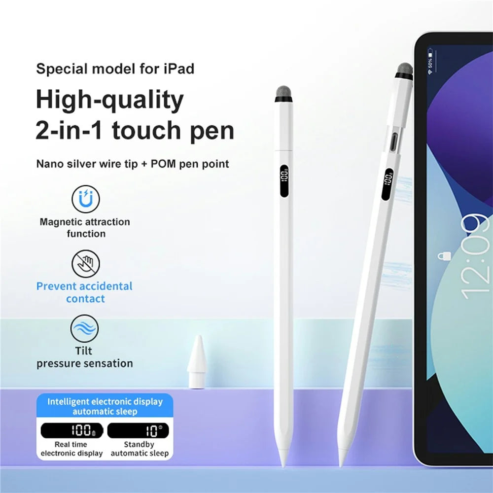 KHD-403 For iPad 2018-2025 Digital Stylus Pen Palm Rejection Magnetic Active Capacitive Pencil with LED Display - 2