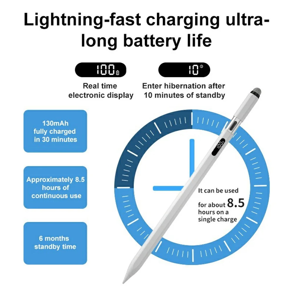 KHD-403 For iPad 2018-2025 Digital Stylus Pen Palm Rejection Magnetic Active Capacitive Pencil with LED Display - 4