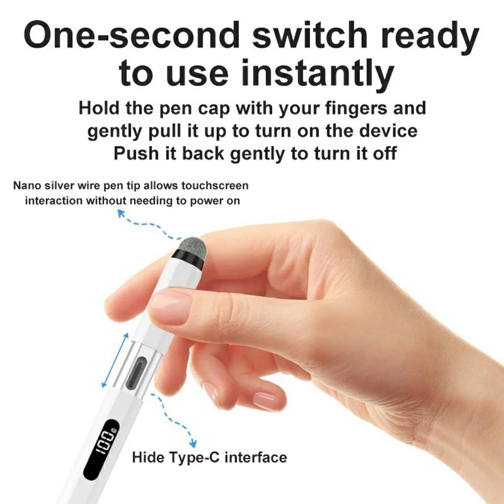KHD-403 For iPad 2018-2025 Digital Stylus Pen Palm Rejection Magnetic Active Capacitive Pencil with LED Display - 5
