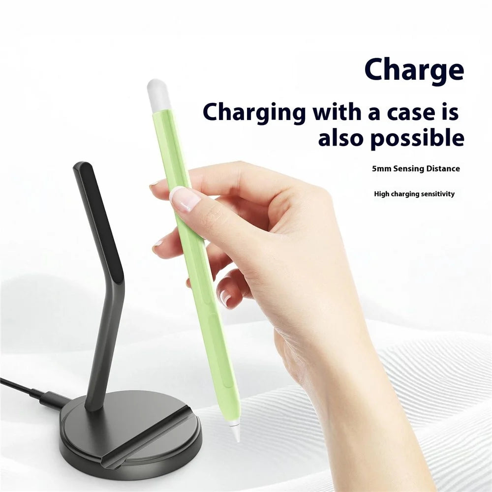 A02 For Apple Pencil (2nd Generation) Magnetic Charging Stand Wireless Charger with Pen Storage Slot - 5