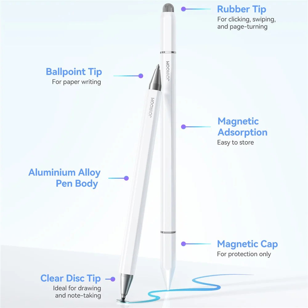 JOYROOM JR-BP561 Stylus Pen Passive 3-in-1 Magnetic Capacitive Pencil for Tablets Smartphones - White - 6