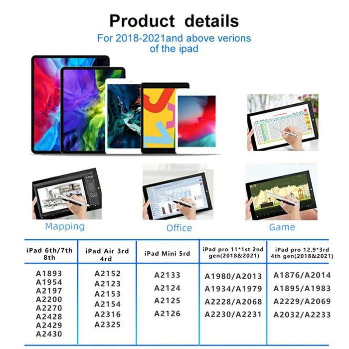 JD18-P For iPad (2018 and Later) Capacitive Stylus Pen Palm Rejection Tablet Touch Screen Pen - 6