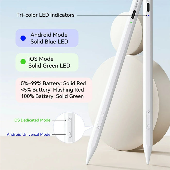 JOYROOM JR-K12 Pro Active Capacitive Stylus Pen Type-C Fast Charging Pencil with 2Pcs Tips - White - 6