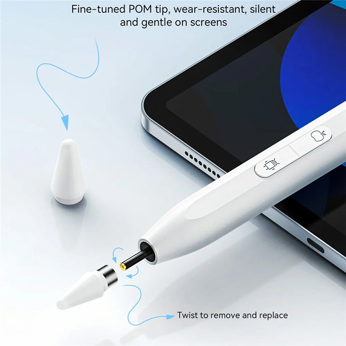JOYROOM JR-K12 Pro Active Capacitive Stylus Pen Type-C Fast Charging Pencil with 2Pcs Tips - White - 7