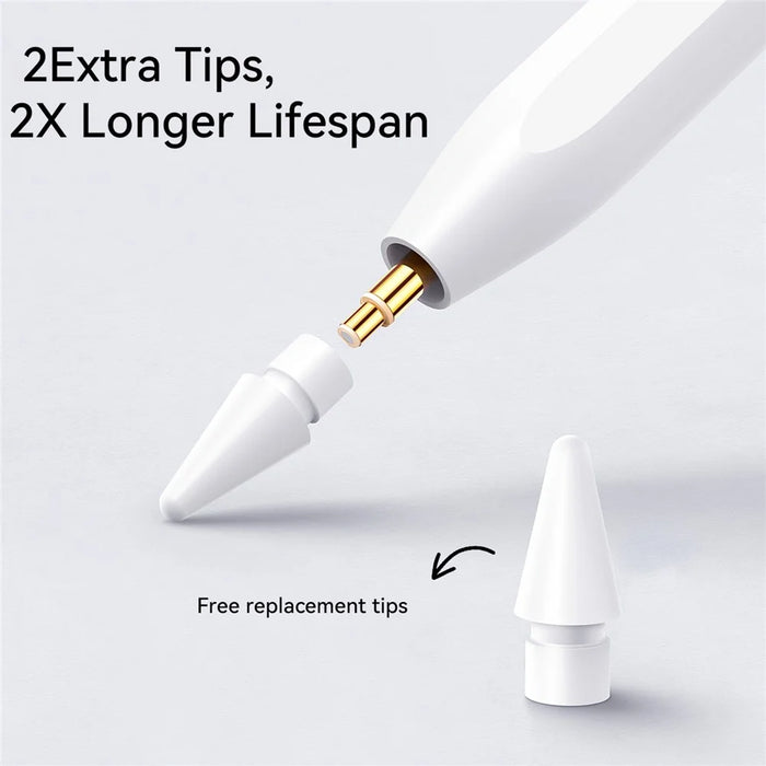 JOYROOM JR-X9S PRO Active Capacitive Stylus Pen Type-C Fast Charging Pencil with 2 Tips - White - 5