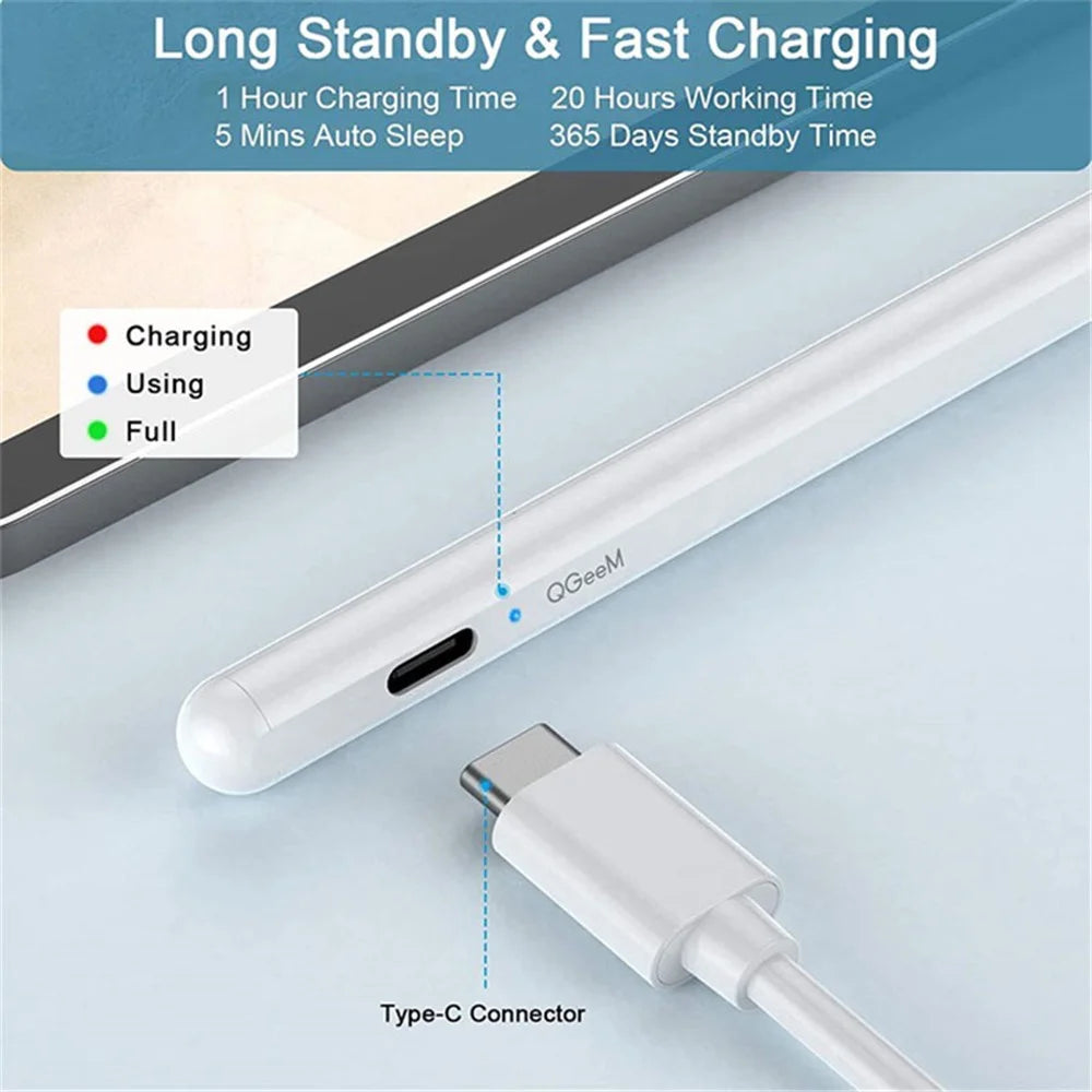 QGEEM ID706 Active Capacitive Stylus Pen for iPad 9.7-inch (2018) / iPad 10.2 (2019) / (2020) / iPad Air 10.5 inch (2019) / (2020) Fine Point Stylist Pen Digital Capacitive Drawing Pencil - White - 4