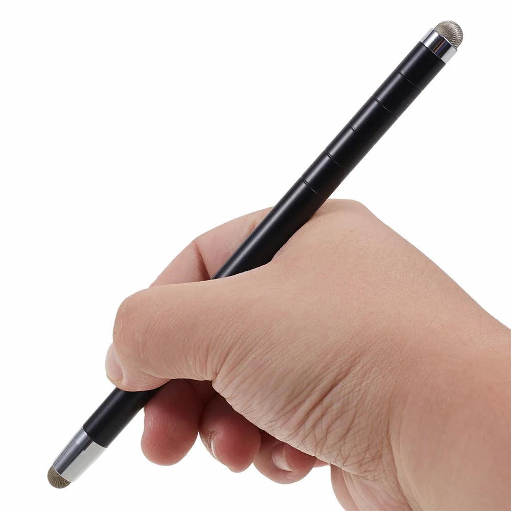 Dual Tips Retractable Passive Stylus Screen Touch Pen for Smooth Writing, Drawing - Black - 5