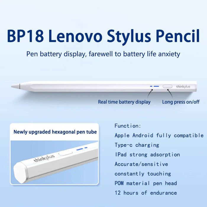 LENOVO Thinkplus BP18 Universal Stylus Pencil Magnetic Touch Pen for Android iOS Tablet - 3