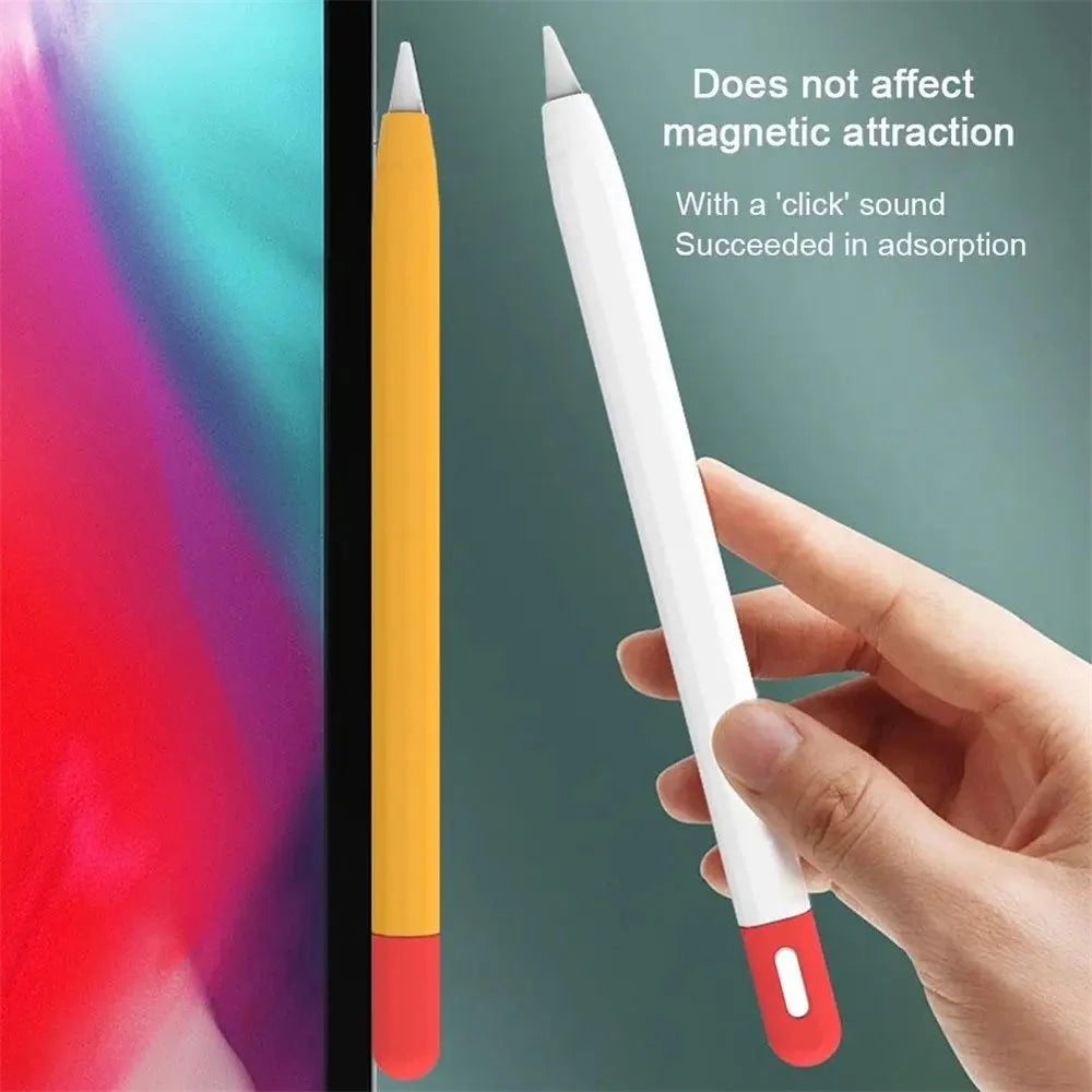 For Apple Pencil (USB-C) Contrast Color Silicone Protective Sleeve Stylus Pen Anti-drop Cover - White - 4