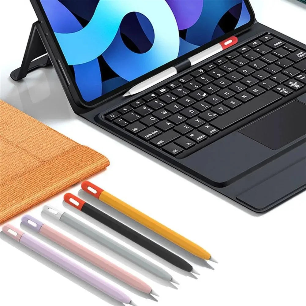 For Apple Pencil (USB-C) Contrast Color Silicone Protective Sleeve Stylus Pen Anti-drop Cover - White - 6