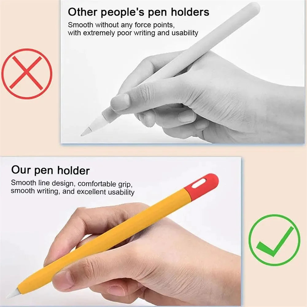 For Apple Pencil (USB-C) Contrast Color Silicone Protective Sleeve Stylus Pen Anti-drop Cover - White - 7