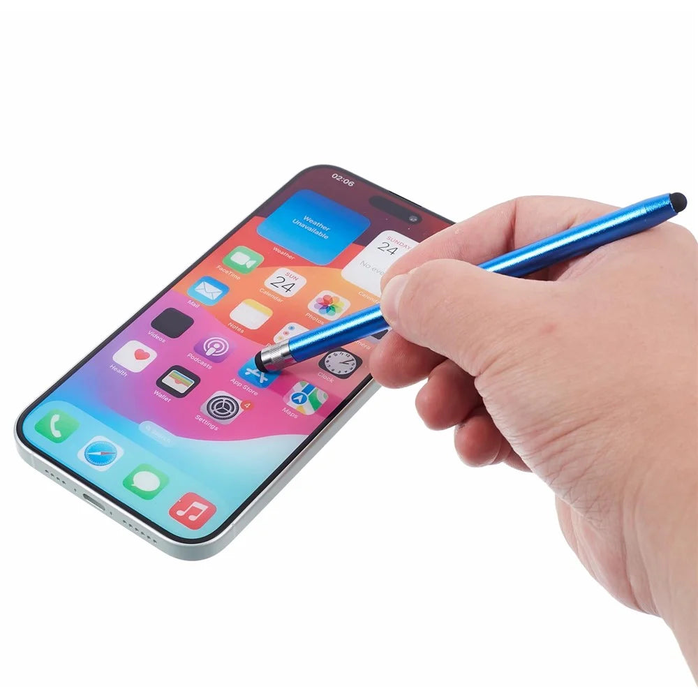 Dual Silicone Tips Passive Stylus Pen Sensitive Touch Writing Drawing Pencil - Dark Blue - 6