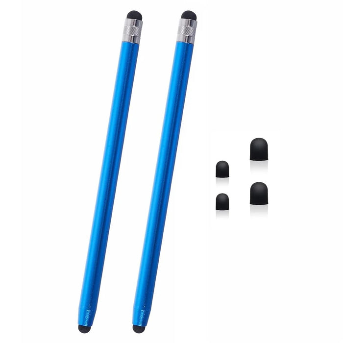 2Pcs Passive Stylus Pen Smooth Writing Drawing Touch Screen Pencil with Dual Silicone Tips - Dark Blue - 1