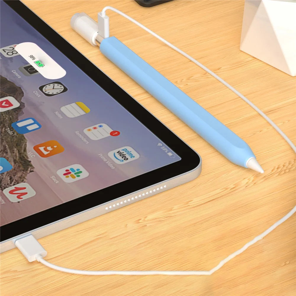 For Apple Pencil (USB-C) Stylish Silicone Sleeve Stylus Pen Protective Cover - Sky Blue - 2