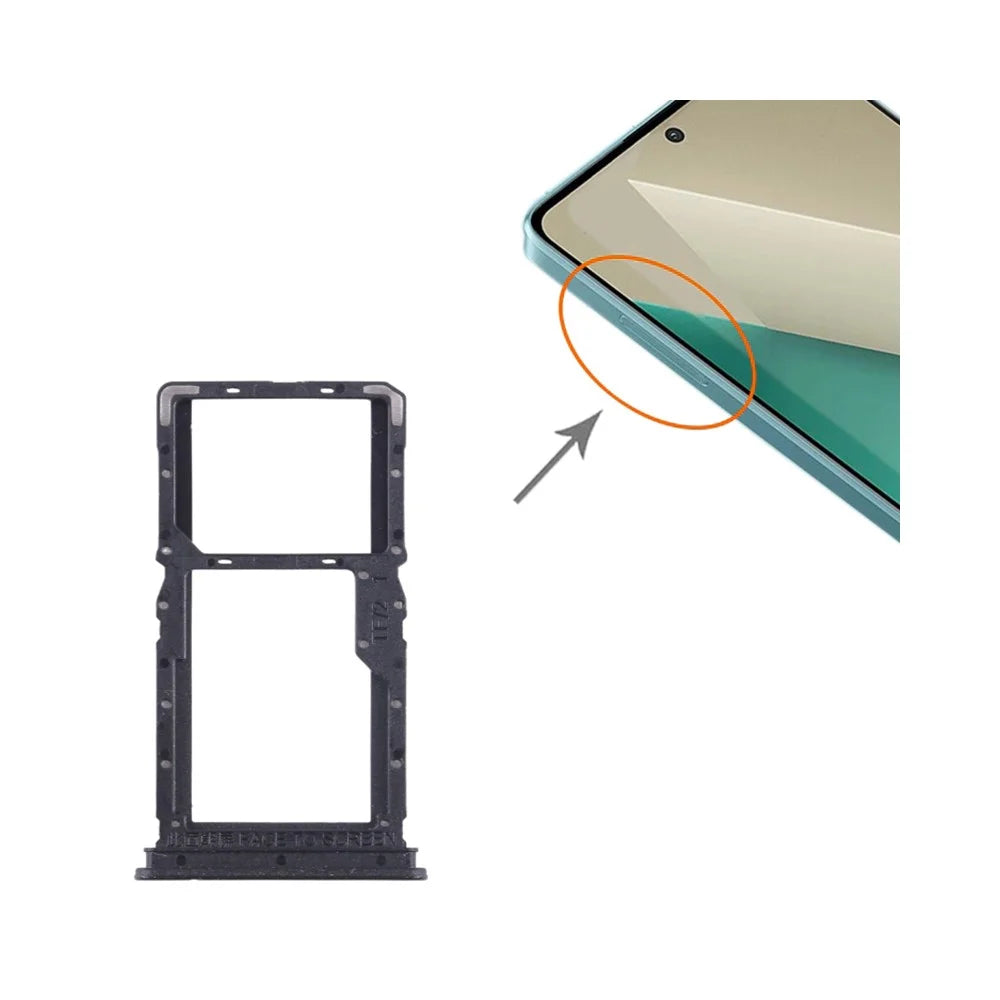 For Xiaomi Redmi 13 4G / 13 5G Dual SIM Card Tray Holder Replacement Part (Without Logo) - Black - 3