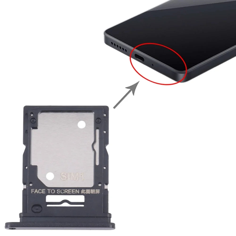 For Xiaomi Redmi Note 13 4G Dual SIM Card Tray Holder Replacement Part (Without Logo) - Black - 4