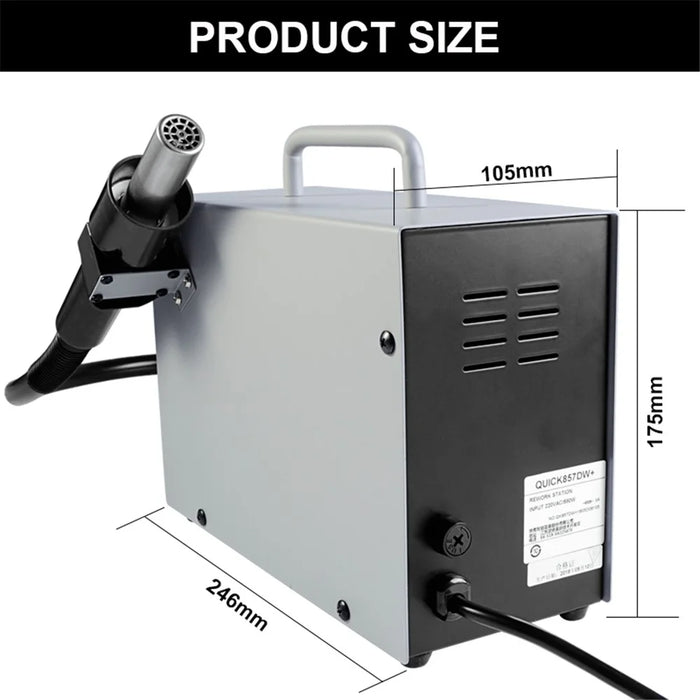 QUICK 857DW+ Adjustable Hot Air Gun Station 580W SMD Rework Station - AC 110V - 3