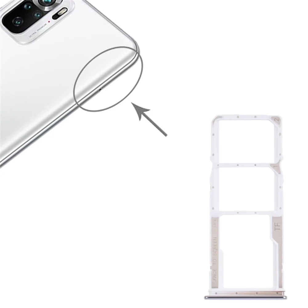 OEM Dual SIM Card + TF Card Tray Holder Replacement (without Logo) for Xiaomi Redmi Note 10 4G M2101K7AI/M2101K7AG - Silver - 3