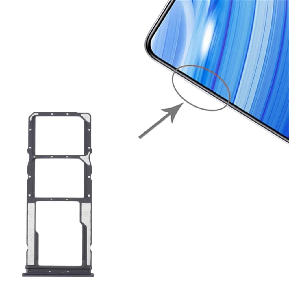 Dual SIM + TF Card Tray Holder Replacement (without Logo) for Xiaomi Redmi Note 9 4G (Qualcomm Snapdragon 662)/9T J19S/M2010J19SC/M2010J19SG/M2010J19SY - Black - 3