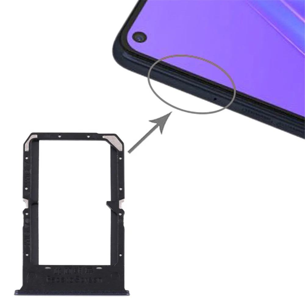 For Oppo A72 CPH2067 Dual SIM Card Tray Holder Replacement (without Logo) - Black - 3