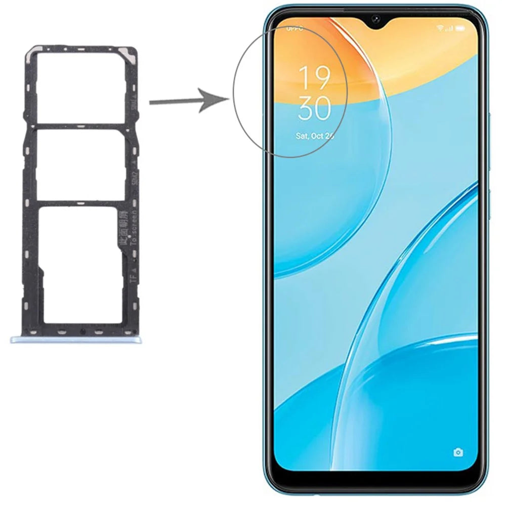 For OPPO A15 CPH2185 Dual SIM Cards + TF Card Tray Holder Replacement (without Logo) - Blue - 1