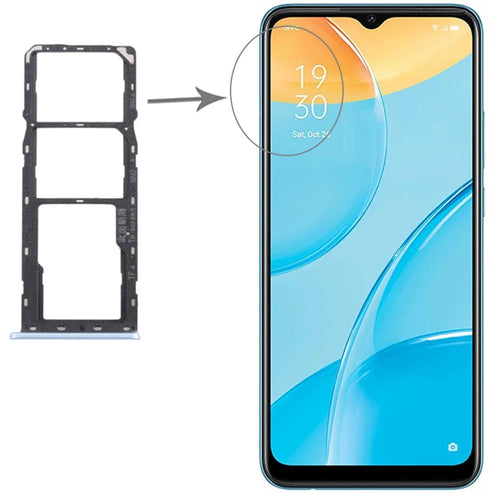 For OPPO A15 CPH2185 Dual SIM Cards + TF Card Tray Holder Replacement (without Logo) - Blue - 1