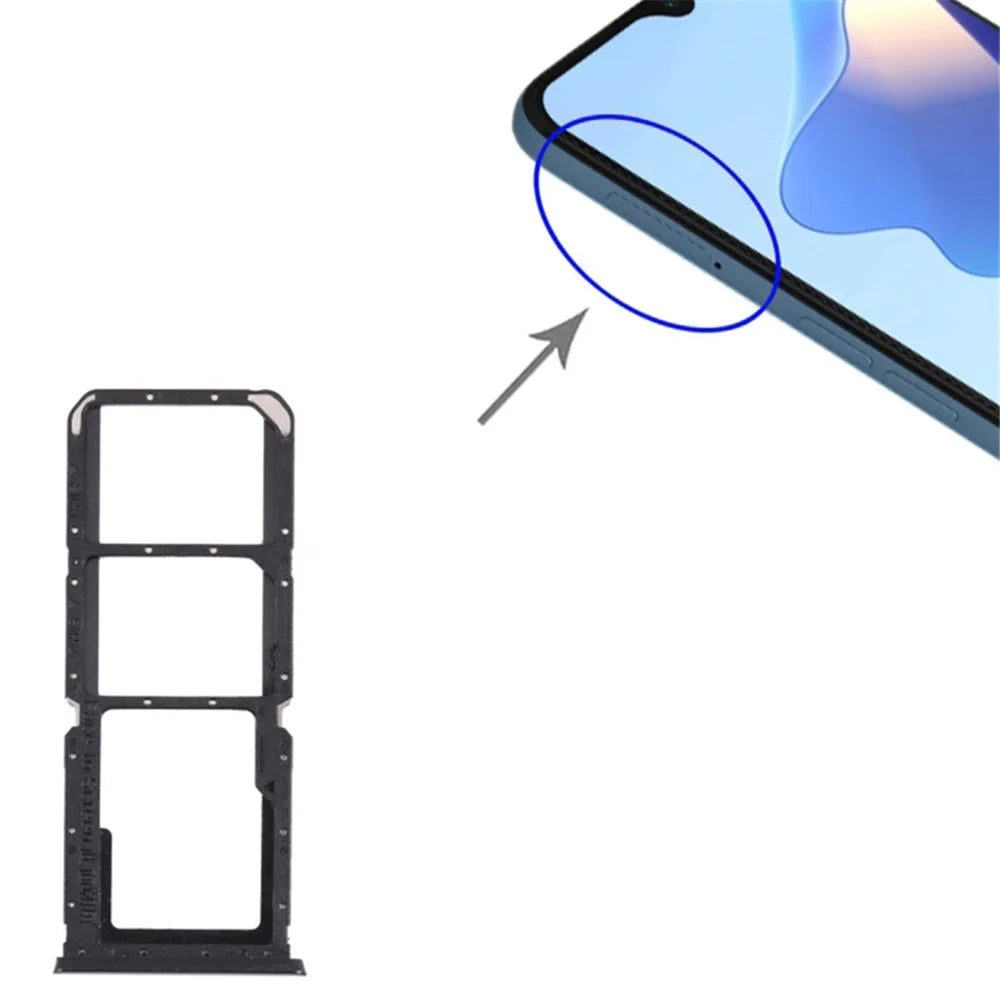 For Oppo A16 CPH2269/A16s CPH2271 Dual SIM Cards + Single TF Card Tray Holder Replacement (without Logo) - Black - 3