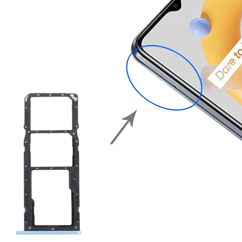 For Realme C20 RMX3063 / C20A RMX3061 Dual SIM Cards + Single TF Card Tray Holder Replacement (without Logo) - Blue - 3