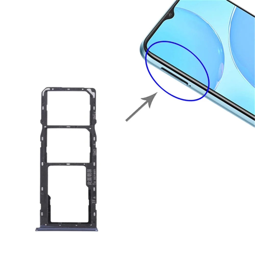 For Oppo A15s CPH2179 Dual SIM Cards + Single TF Card Tray Holder Replacement (without Logo) - Blue - 3