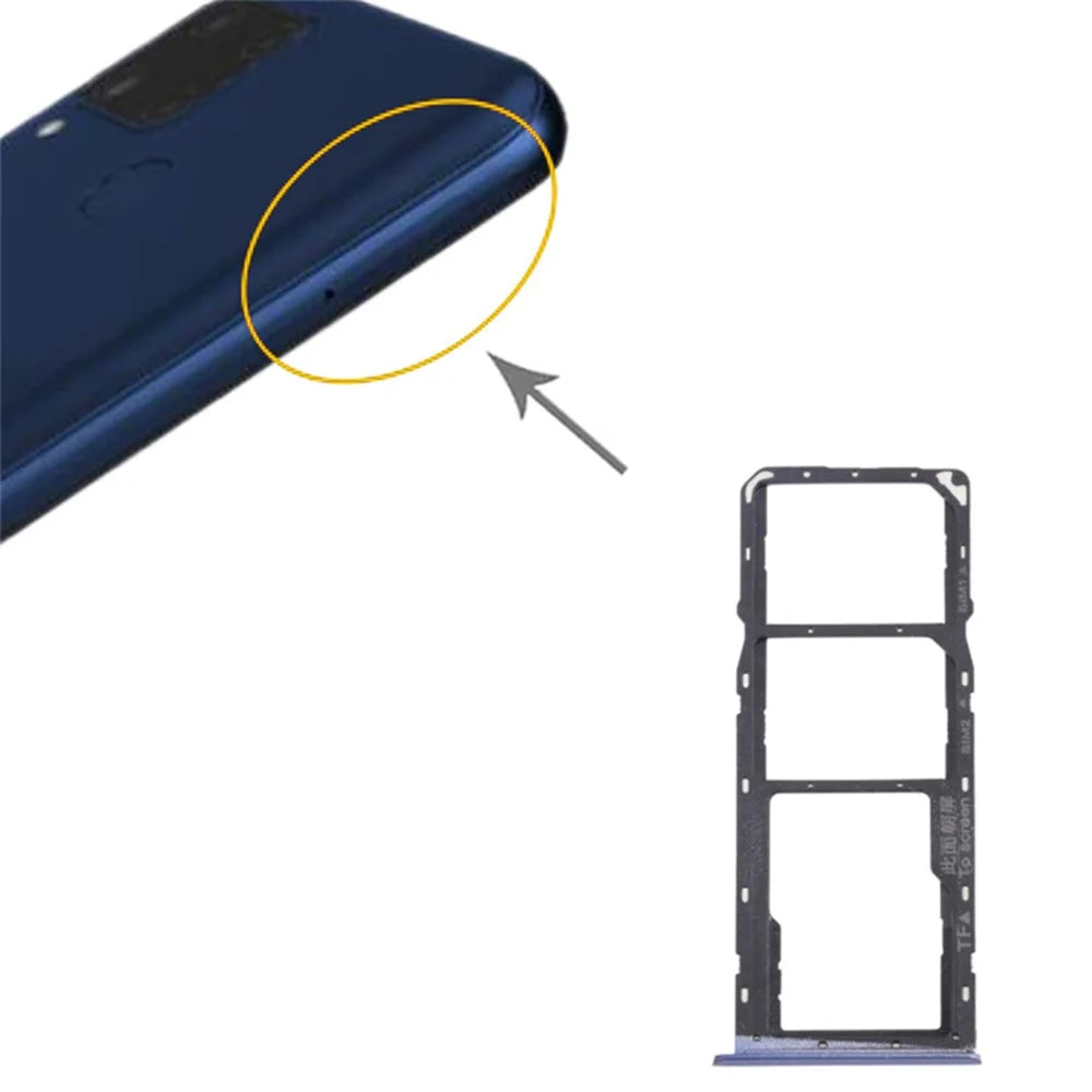For Realme C15 RMX2180 Dual SIM Cards + Single TF Card Tray Holder Replacement (without Logo) - Blue - 3
