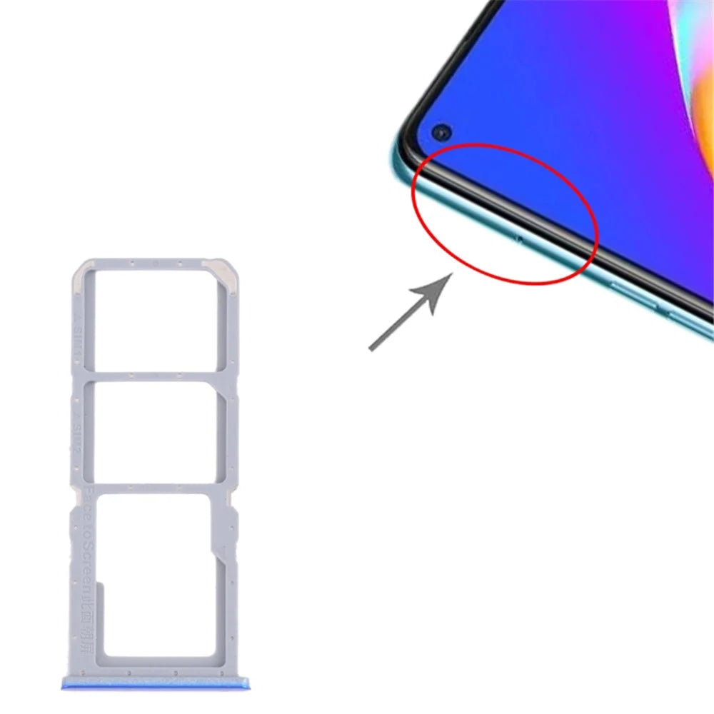 For Oppo A54 5G/4G Dual SIM Cards + Single for SD Card Tray Holder Replacement (without Logo) - Blue - 3