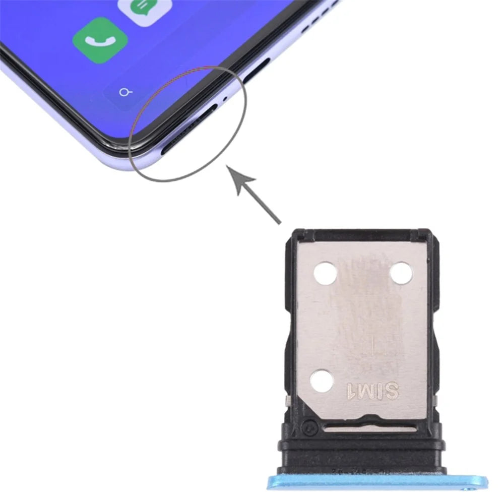 For Realme X7 Pro RMX2121, RMX2111 Dual SIM Card Tray Holder Replacement (without Logo) - Blue - 3