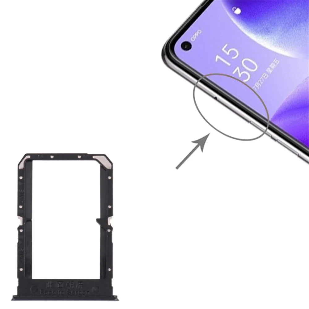 For Oppo Reno5 5G PEGM00, PEGT00, CPH2145 Dual SIM Card Tray Holder Replacement (without Logo) - Black - 3