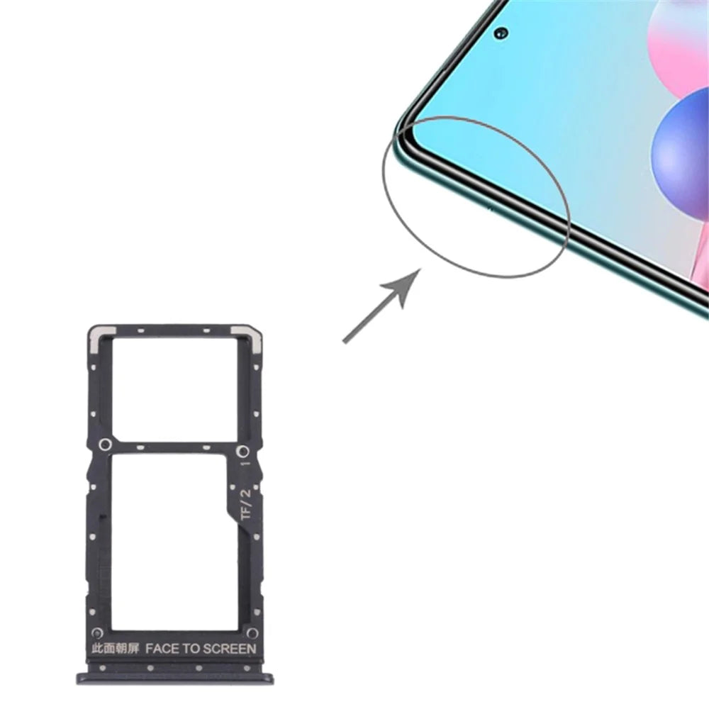 For Xiaomi Redmi Note 10 5G/Poco M3 Pro 5G/Redmi Note 10T 5G Dual SIM Cards + Single TF Card Tray Holder Replacement (without Logo) - Black - 3