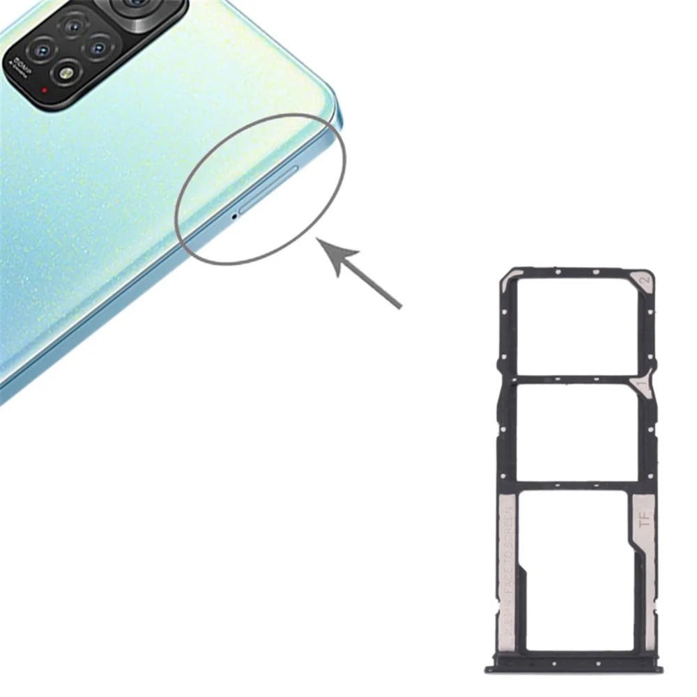 For Xiaomi Redmi Note 11 4G (Qualcomm)/Redmi Note 11S 4G Dual SIM Cards + Single TF Card Tray Holder Replacement (without Logo) - Black - 3