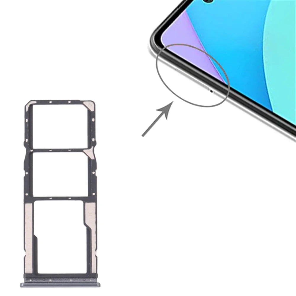 For Xiaomi Redmi 10/Redmi 10 Prime/Redmi 10 2022/Redmi Note 11 4G (MediaTek) Dual SIM Cards + Single TF Card Tray Holder Replacement (without Logo) - Black - 3