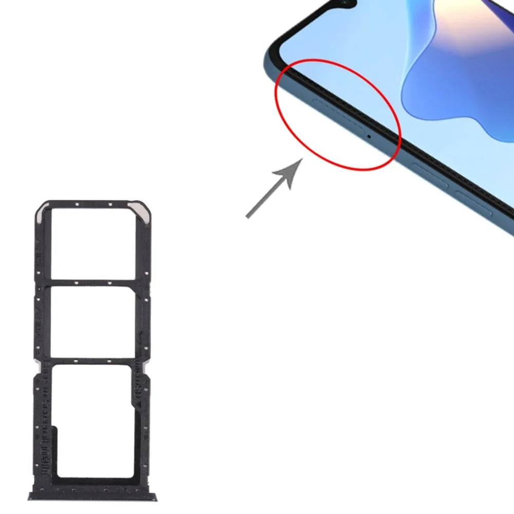 For Oppo A54s Dual SIM Card + TF Card Tray Holder Replacement (without Logo) - Black - 3