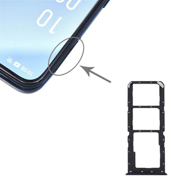 For OPPO A91 / F15 Dual SIM Card + TF Card Tray Holder Replacement (without Logo) - Black - 3