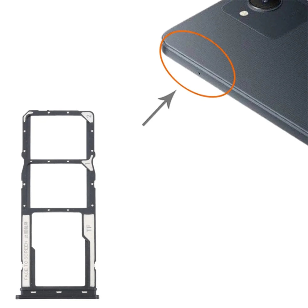 For Xiaomi Redmi A1 4G / Redmi A1+ 4G Dual SIM Card + TF Card Tray Holder Replacement (without Logo) - Black - 3