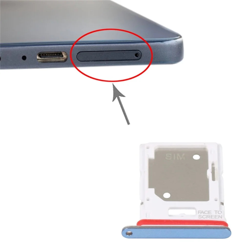 For Xiaomi Redmi Note 11 Pro 4G (MediaTek) / Note 11 Pro 5G (Qualcomm) / Note 11E Pro 5G / Note 11 Pro+ 5G / Poco X4 Pro 5G SIM Card + SD Card Tray Holder (without Logo) - Blue - 3
