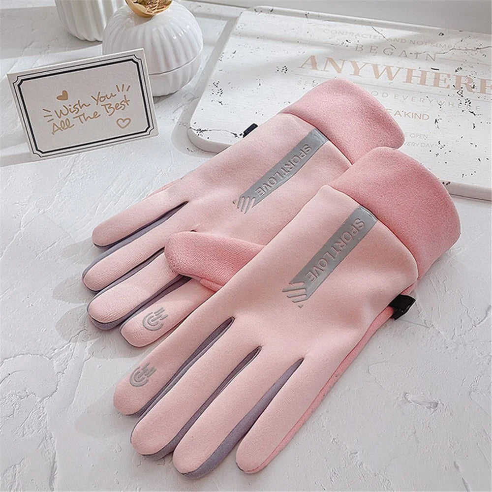 AL679542738 1 Pair Winter Cycling Gloves Water Resistant Windproof Anti-Slip Touch Screen Bike Gloves - Pink / Women - 3