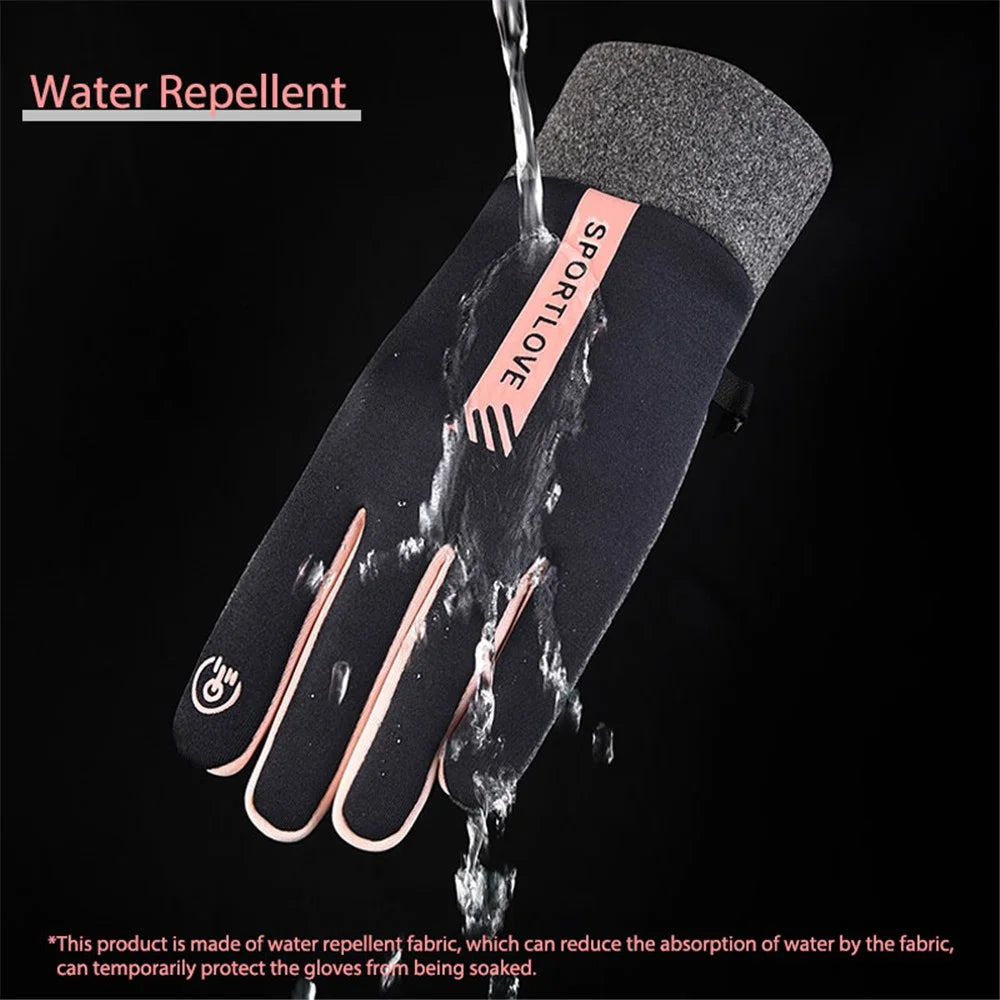 AL679542738 1 Pair Winter Cycling Gloves Water Resistant Windproof Anti-Slip Touch Screen Bike Gloves - Pink / Women - 6