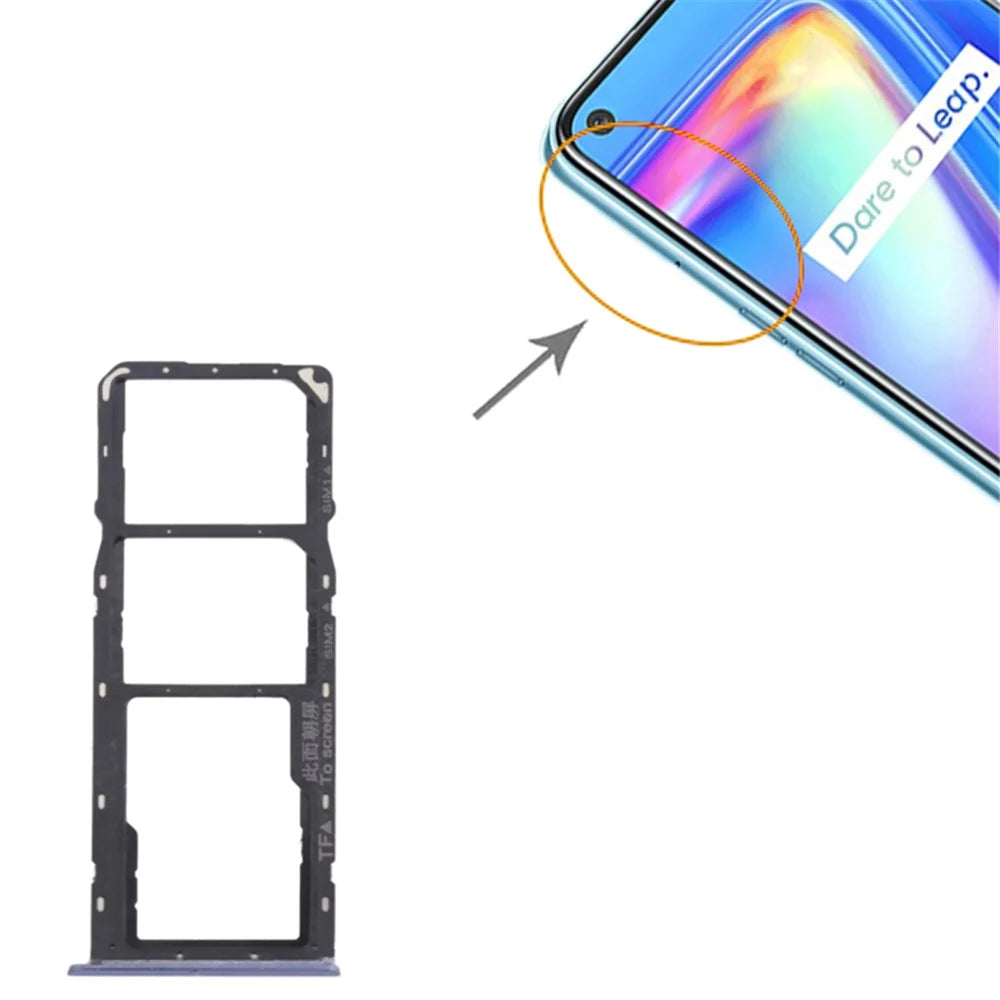 For Realme 7 (Global) / Realme 7 (Asia) Dual SIM Card + TF Card Tray Holder Replacement Part (without Logo) - Blue - 3