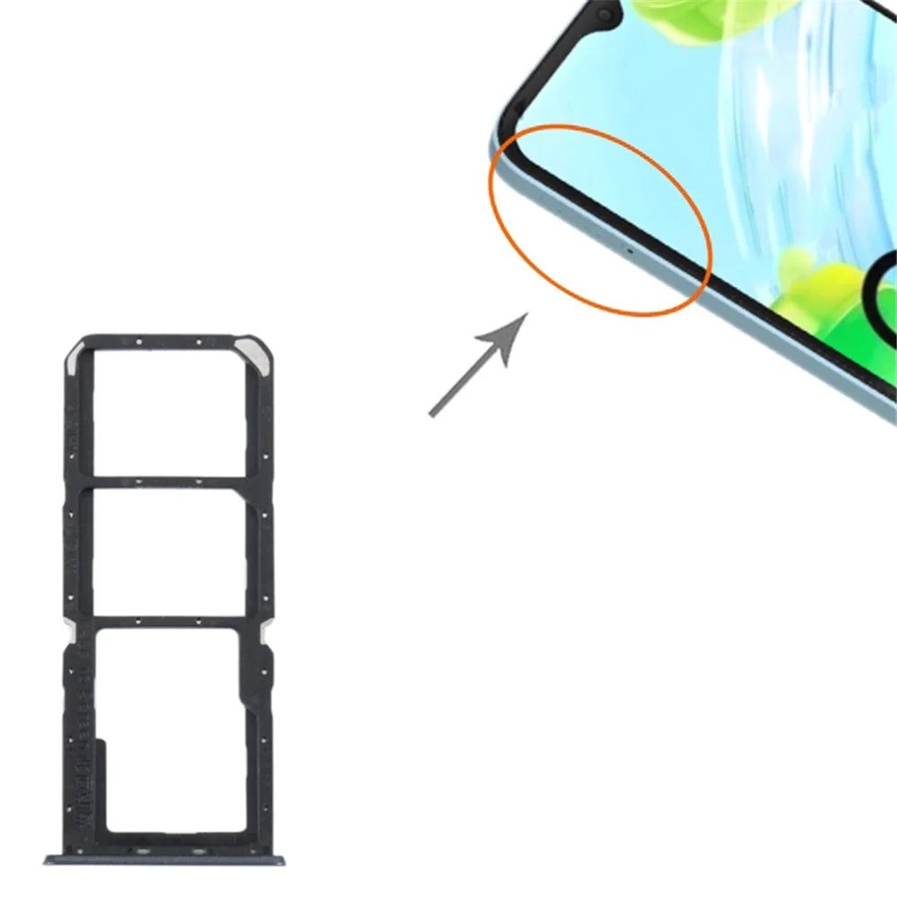 For Realme C30 4G Dual SIM Card + TF Card Tray Holder Replacement Part (without Logo) - Black - 3
