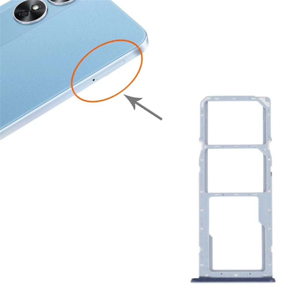 For Oppo A17 4G Dual SIM Card + TF Card Tray Holder Replacement Part (without Logo) - Black - 3