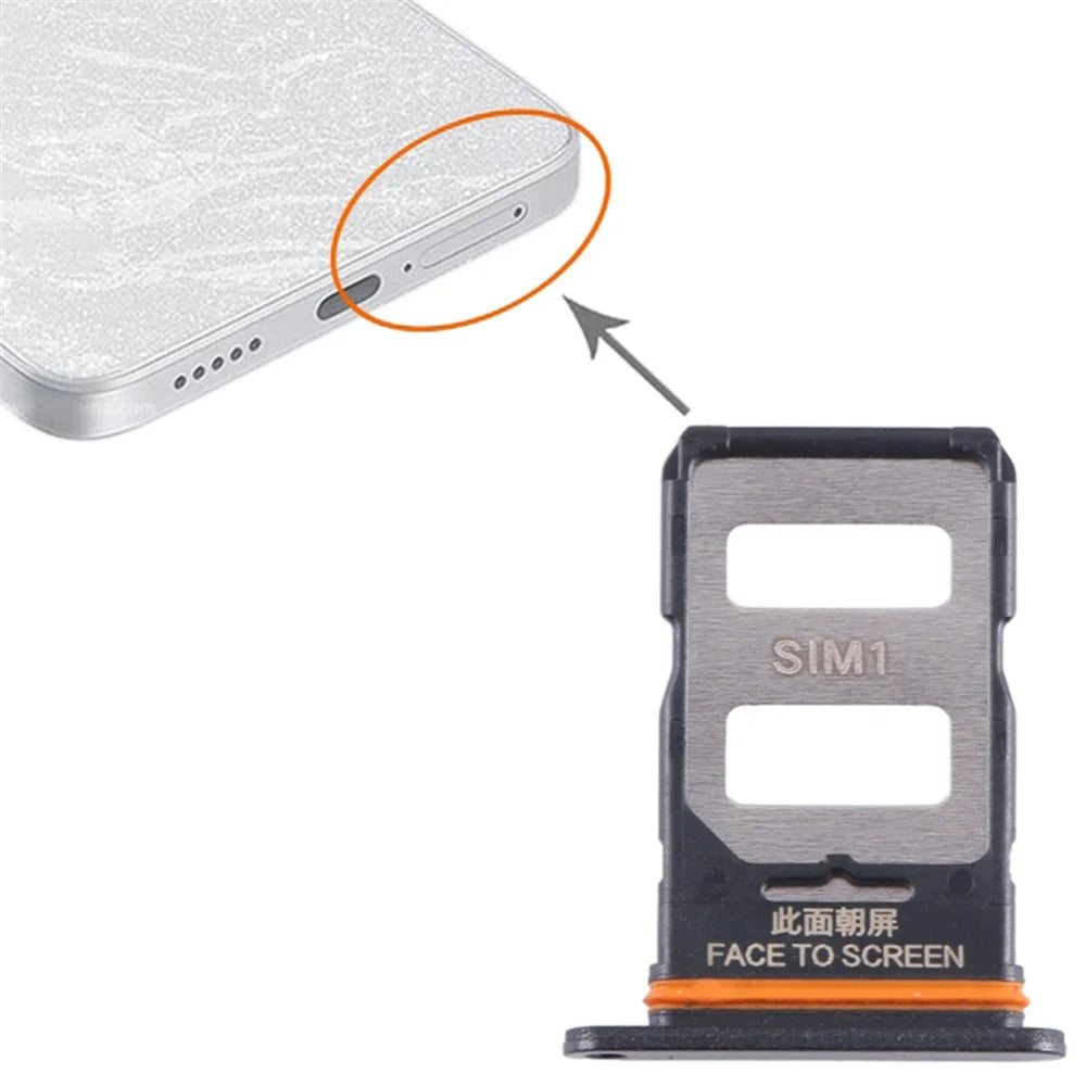 For Xiaomi Redmi Note 13 Pro 5G Dual SIM Card Tray Holder Replacement Part (without Logo) - Black - 3