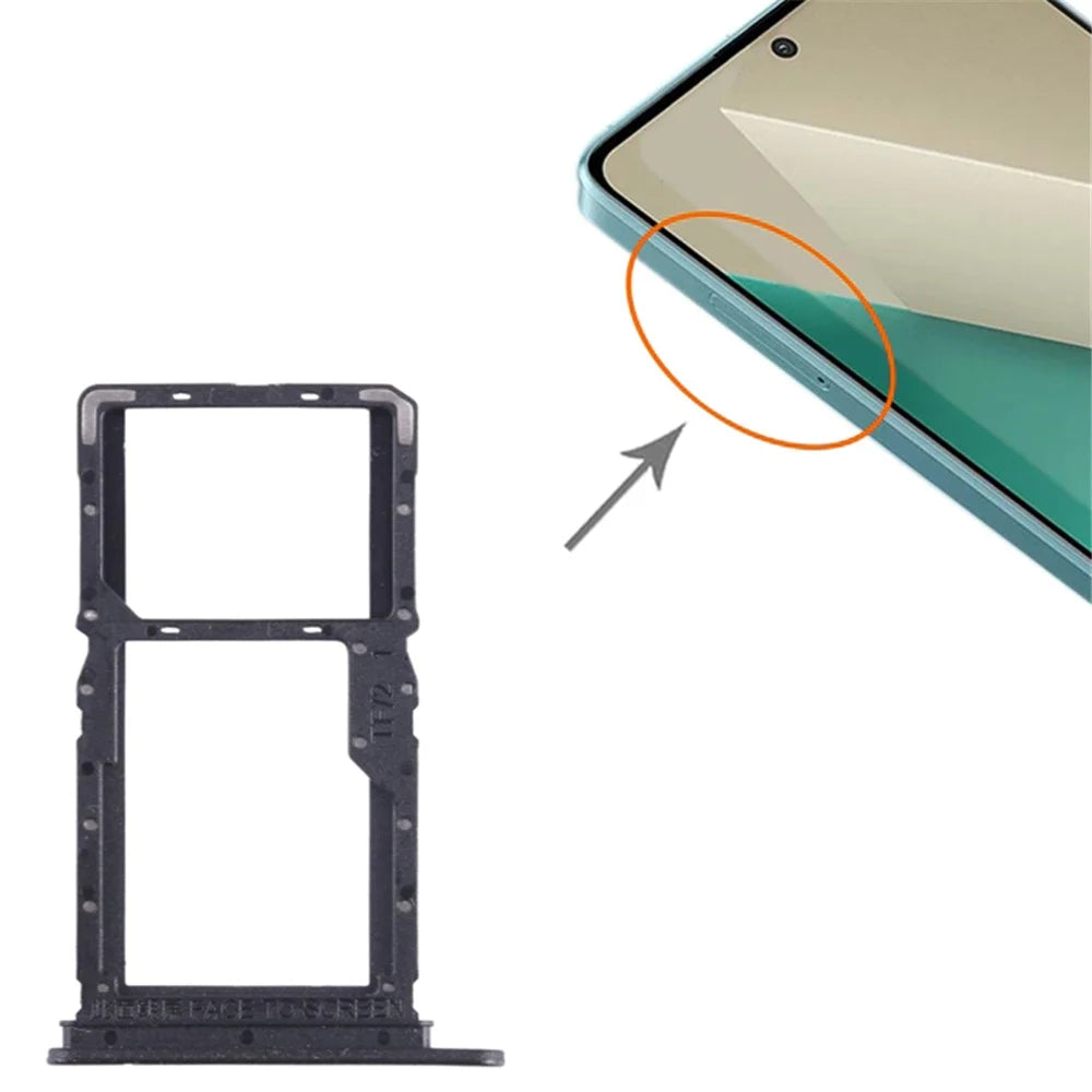 For Xiaomi Redmi Note 13 5G Dual SIM Card Tray Holder Replacement Part (without Logo) - Black - 3